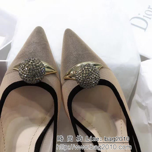 DIOR迪奧 Christian Dior網紗嘴唇 水鑽圓球 高跟鞋 QZS1351